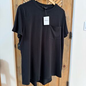 NWT (0X) Forever 21 black pocket tee tshirt tunic top black rayon/spandex